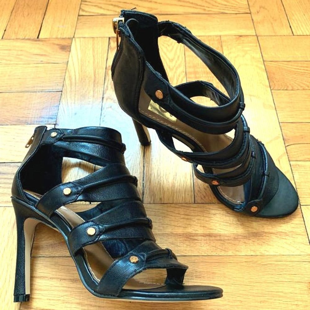 (NEW) Dolce vita black leather open toe gladiator Booties